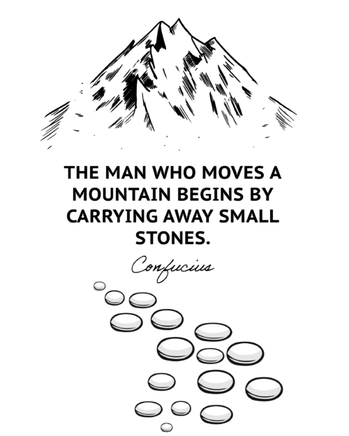 The man who moves a mountain begins by carrying away small stones.