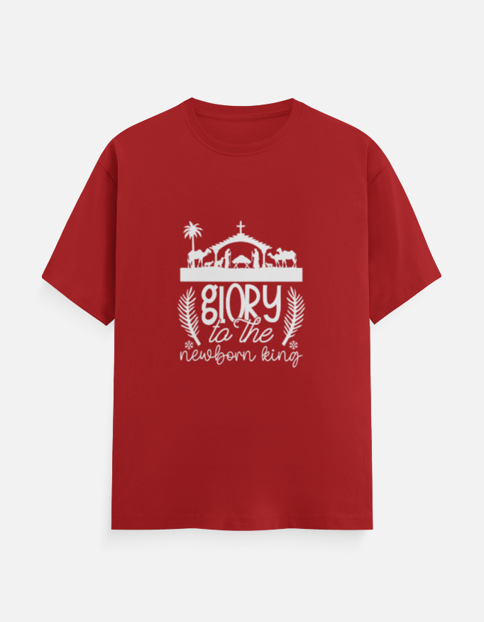 Glory to Newborn King Christmas T-Shirt Red