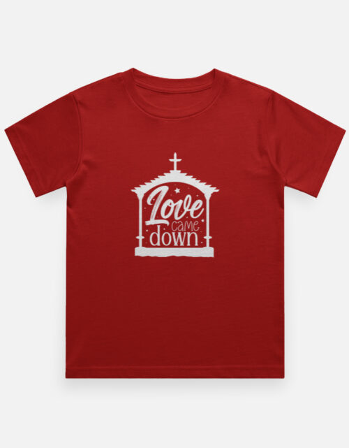 Christmas T-Shirts for Boys | Love Came Down Festive Tee Red