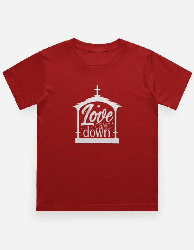 Christmas T-Shirts for Boys | Love Came Down Festive Tee Red