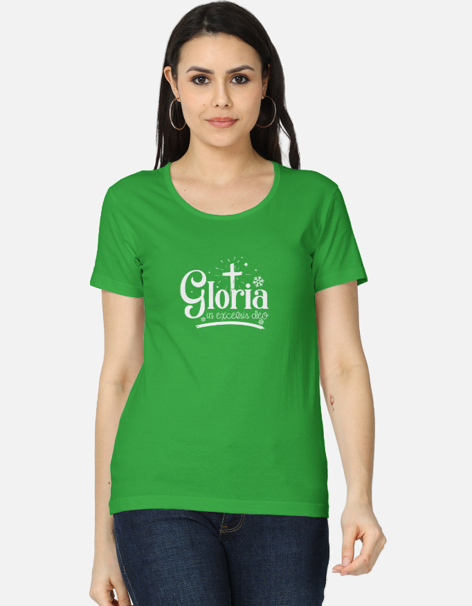 Christmas T-Shirts for Women | Gloria in Excelsis Deo Green