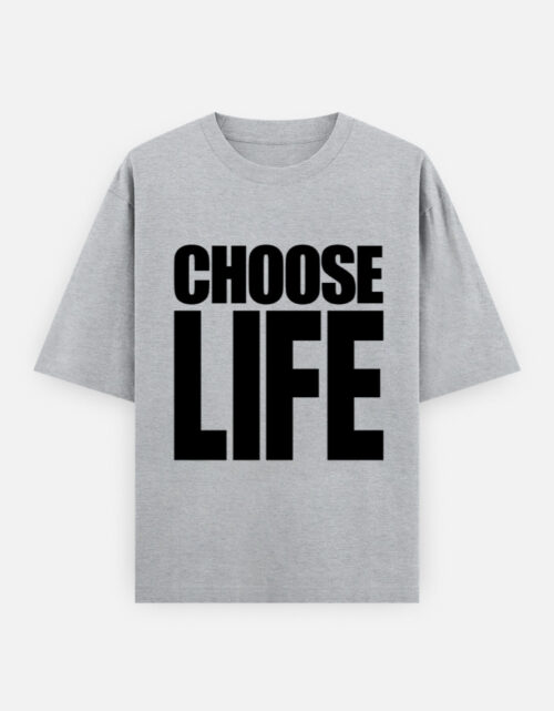 Choose Life Oversized T-Shirt Grey Melange