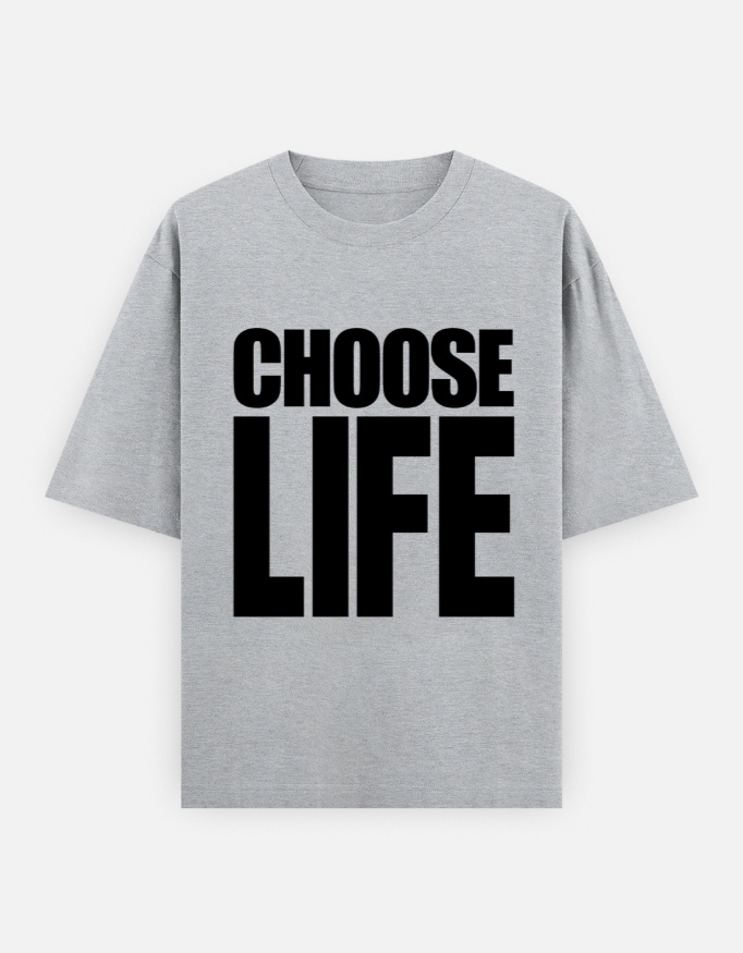 img_e12935048cfc59.jpg Choose Life Oversized T-Shirt Grey Melange